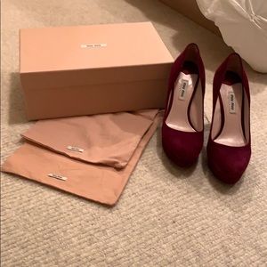 Miu Miu Camoscio Burgandy Granato Sparkle Suede